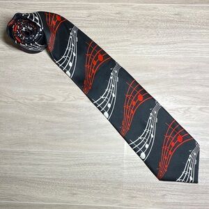 Three Rooker 2017 Black and Red Musical Note Tie